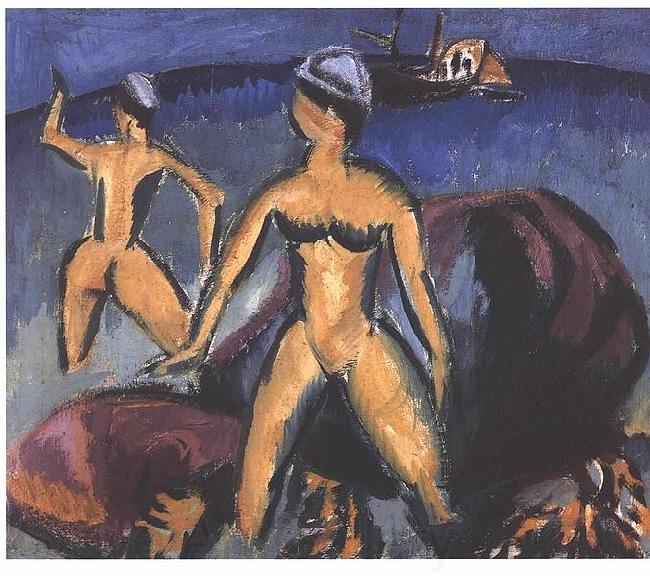 Ernst Ludwig Kirchner Two women at the sea Germany oil painting art